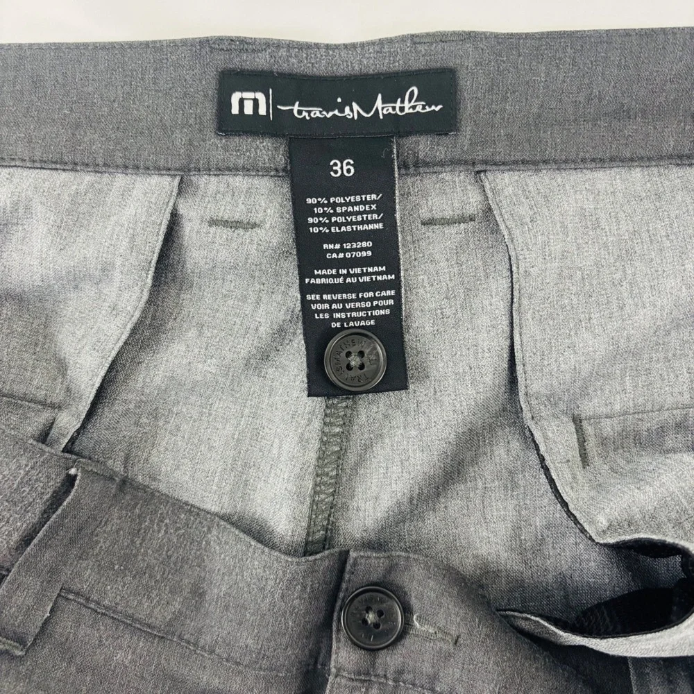 Travis Mathew Gray Stripe Flat Front Performance Golf Chino Shorts Size‎ 34